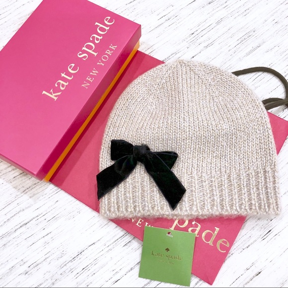 NWT Kate Spade Western Velvet Bow Beanie OS - Picture 4 of 8